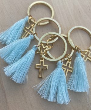 Μαρτυρικά βάπτισης με χρυσό σταυρουδάκι και βεραμάν φουντάκι(50 τμχ)