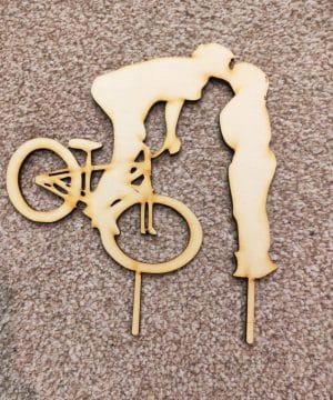 Ξύλινο cake topper mountain bike (ποδήλατο) - ζευγάρι