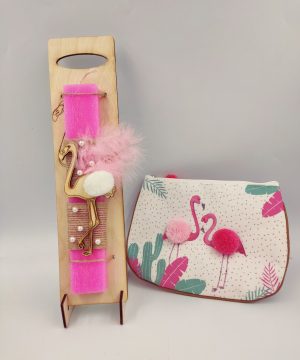 Λαμπάδα με φλαμίγκο και τσαντάκι με φερμουάρ