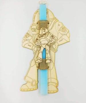 Λαμπαδα με ξύλινη διακοσμητική πλάτη και φιγούρα μαγνητάκι Toy Story Buzz