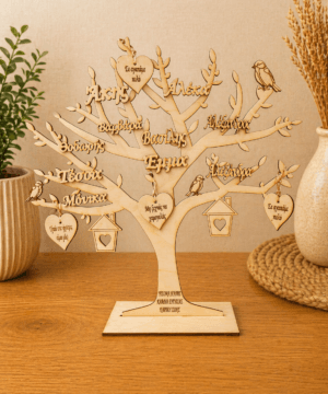 Ξύλινο δέντρο με ονόματα και ευχές