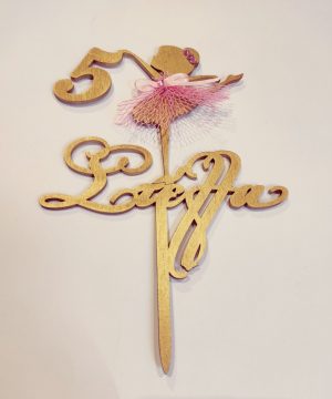 Ξύλινο cake topper μπαλαρίνα με αριθμό ηλικίας και όνομα