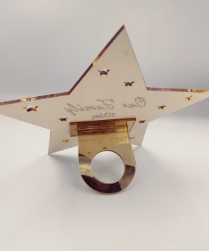 Alternative view of Κορυφή πλέξιγκλας χρυσός καθρέφτης "Our family" με ονόματα