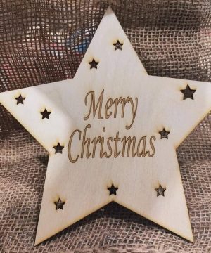Ξύλινη κορυφή "Merry Christmas"