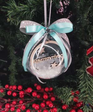 Μπλα πλέξιγκλας με όνομα της επιλογής σας με γκρί και βεραμάν κορδέλες