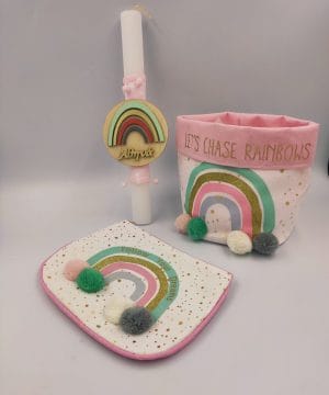 Λαμπάδα - Ουράνιο τόξο με νεσεσέρ και τσαντάκι