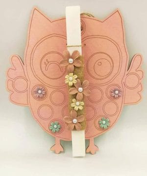 Λαμπάδα - κουκουβάγια με λουλούδια