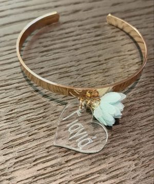 Βραχιόλι γιαγιά – ροζ χρυσό , βεραμάν φουντάκι ,με διάφανο πλεξιγκλάς