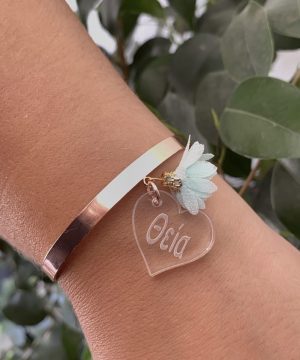 Alternative view of Βραχιόλι θεία – ροζ χρυσό , βεραμάν φουντάκι ,με διάφανο πλεξιγκλάς