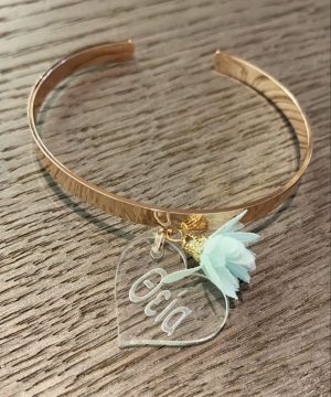 Βραχιόλι θεία – ροζ χρυσό , βεραμάν φουντάκι ,με διάφανο πλεξιγκλάς