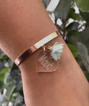 Alternative view of Βραχιόλι μαμά - ροζ χρυσό , βεραμάν φουντάκι ,με διάφανο πλεξιγκλάς