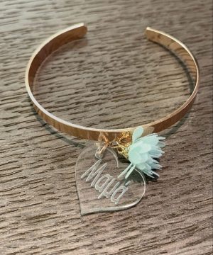 Βραχιόλι μαμά - ροζ χρυσό , βεραμάν φουντάκι ,με διάφανο πλεξιγκλάς