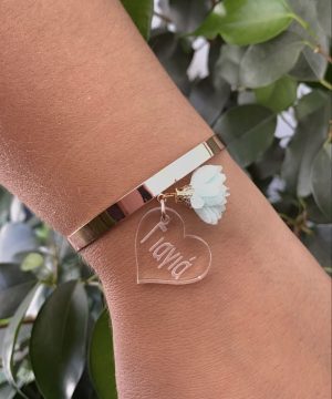 Alternative view of Βραχιόλι γιαγιά  – ροζ χρυσό , βεραμάν φουντάκι ,με διάφανο πλεξιγκλάς