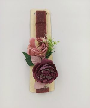 Λαμπάδα μπορτντό φλοράλ με λουλούδια και ύφασμα φλοράλ