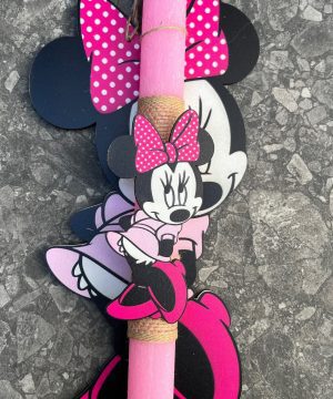 Λαμπάδα Minnie (Μίνι ) με έγχρωμο μαγνητάκι και ξύλινο κρεμαστό διακοσμητικό