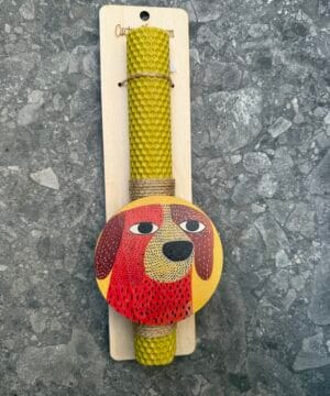 Λαμπάδα μελισσοκέρι με σκυλάκι σουβέρ - μαγνητάκι