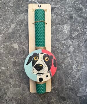 Λαμπάδα μελισσοκέρι  με σκυλάκι σουβέρ - μαγνητάκι