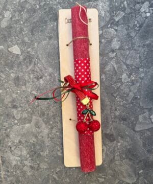 Λαμπάδα με μπρελόκ  κερασάκια με στρας