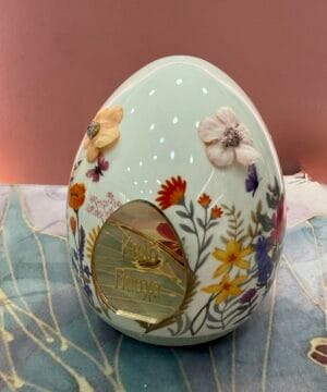 Αυγό φλοράλ με χρυσό καλό Πάσχα - μεγάλο - μέντα βάση