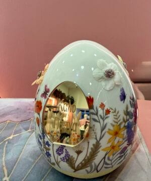 Αυγό φλοράλ με χρυσό καλό Πάσχα - μεγάλο - κίτρινη βάση