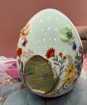 Αυγό φλοράλ με χρυσό καλό Πάσχα - μεγάλο - ροζ βάση