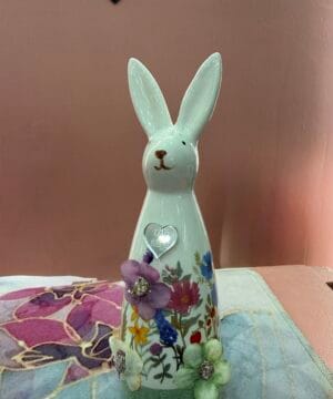 Λαγουδάκι φλοράλ με ασημί καλό Πάσχα -  μέντα βάση