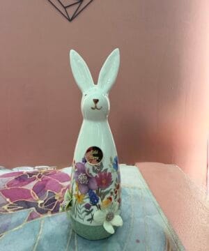 Λαγουδάκι φλοράλ με χρυσό καλό Πάσχα -  μέντα βάση