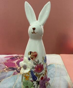 Λαγουδάκι φλοράλ με χρυσό καλό Πάσχα -  κίτρινη βάση