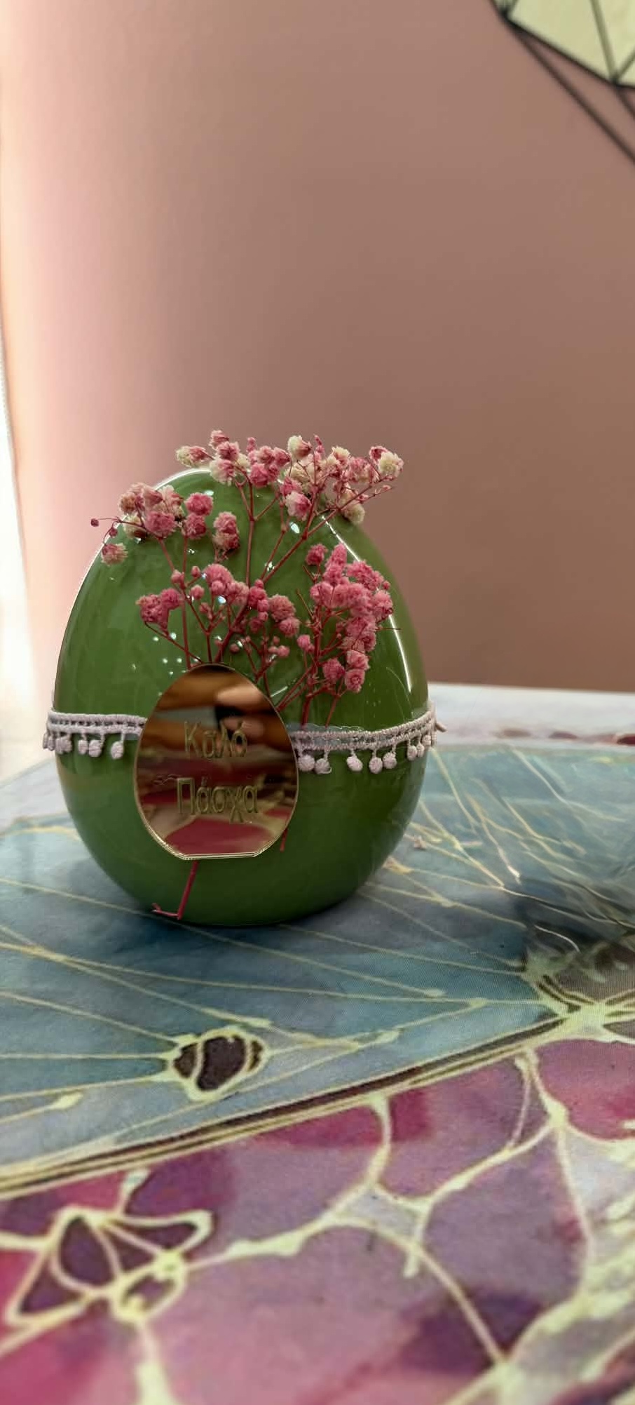 Πασχαλινό αυγό κεραμικό πράσινο μεγάλο