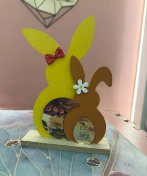 Ξύλινο διακοσμητικό Σταντ κουνελάκια