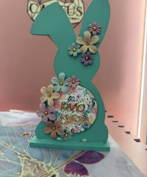 Ξύλινος λαγός βεραμάν - φλοράλ