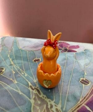 Πασχαλινό λαγουδάκι κεραμικό πορτοκαλί